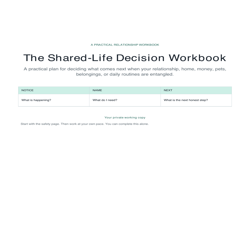Cover of The Shared-Life Decision Workbook